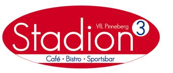Logo des „Stadion 3“ in roten und blauen Farben, mit den Kategorien Café, Bistro und Sportsbar.