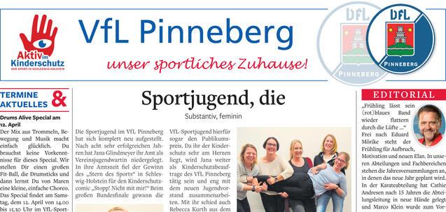 Zeitungsartikel des VfL Pinneberg mit Ankündigungen zu Sportveranstaltungen und der Vorstellung der Jugendabteilung.