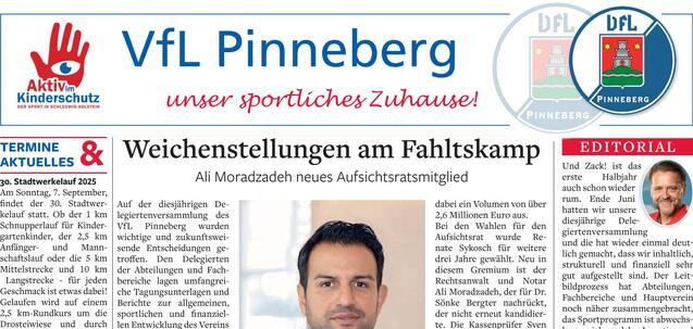 Titel des VfL Pinneberg über aktuelle Veranstaltungen und Neuigkeiten, einschließlich Termine und Sportangebote.