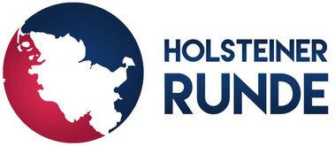 Logo der Holsteiner Runde, bestehend aus einer stilisierten Karte von Schleswig-Holstein in Blau und Rot.