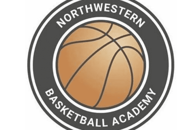 Logo der Northwestern Basketball Academy mit einem Basketball in der Mitte und umlaufendem Schriftzug.