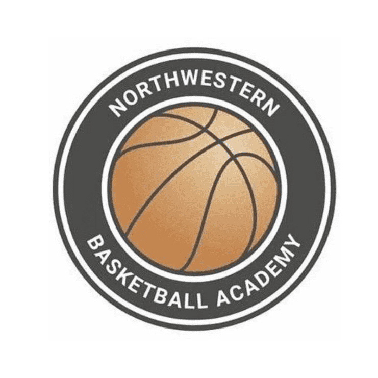Logo der Northwestern Basketball Academy mit einem Basketball in der Mitte und umlaufendem Schriftzug.