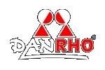 Logo von Danrho mit zwei roten Pyramiden und dem Schriftzug „DANRHO“ in roter Schrift.