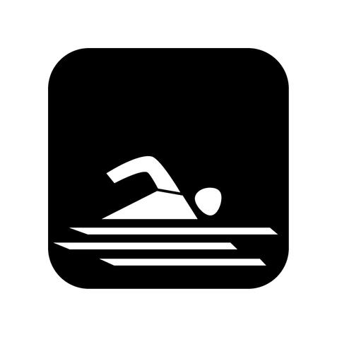 Symbol eines Schwimmers, der im Wasser schwimmt, vor einem einfarbigen Hintergrund.
