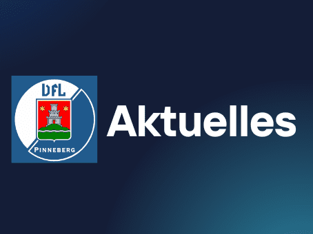 Logo des DFL Pinneberg mit dem Text "Aktuelles" auf einem farbverlaufenden Hintergrund.