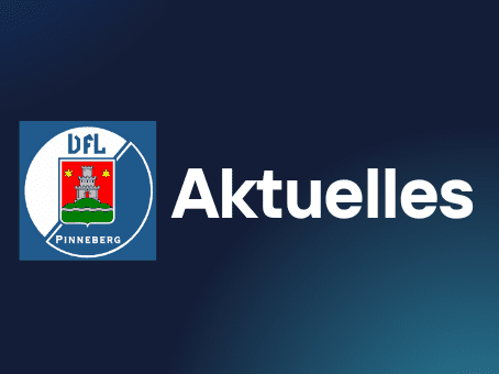 Logo des DFL Pinneberg mit dem Text "Aktuelles" auf einem farbverlaufenden Hintergrund.
