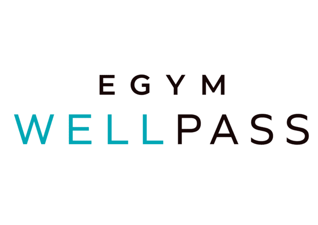 Logo von EGYM WELLPASS in schwarz und cyan, bestehend aus den Worten „EGYM“ und „WELLPASS“.