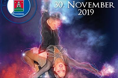 Plakat für das 22. Hauptgruppenfestival mit tanzenden Paaren und Informationen zu Turnieren am 30. November 2019.