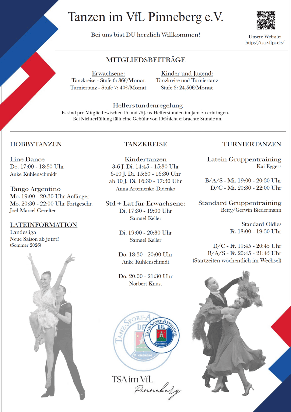 Abteilungsflyer mit Kurszeiten und Abteilungs- &Beitragsinformationen
