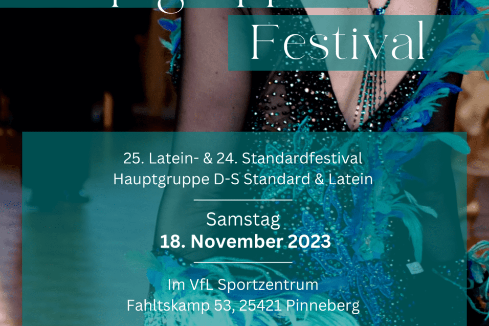 Plakat f&uuml;r ein Tanzfestival mit Informationen zu Datum, Ort und Veranstaltung, im Hintergrund eine tanzende Person.